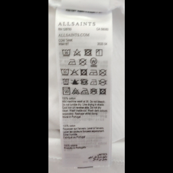 ALLSAINTS White Coni Organic Cotton Padded Shoulder Tank  Top Size L NWOT - Picture 8 of 8